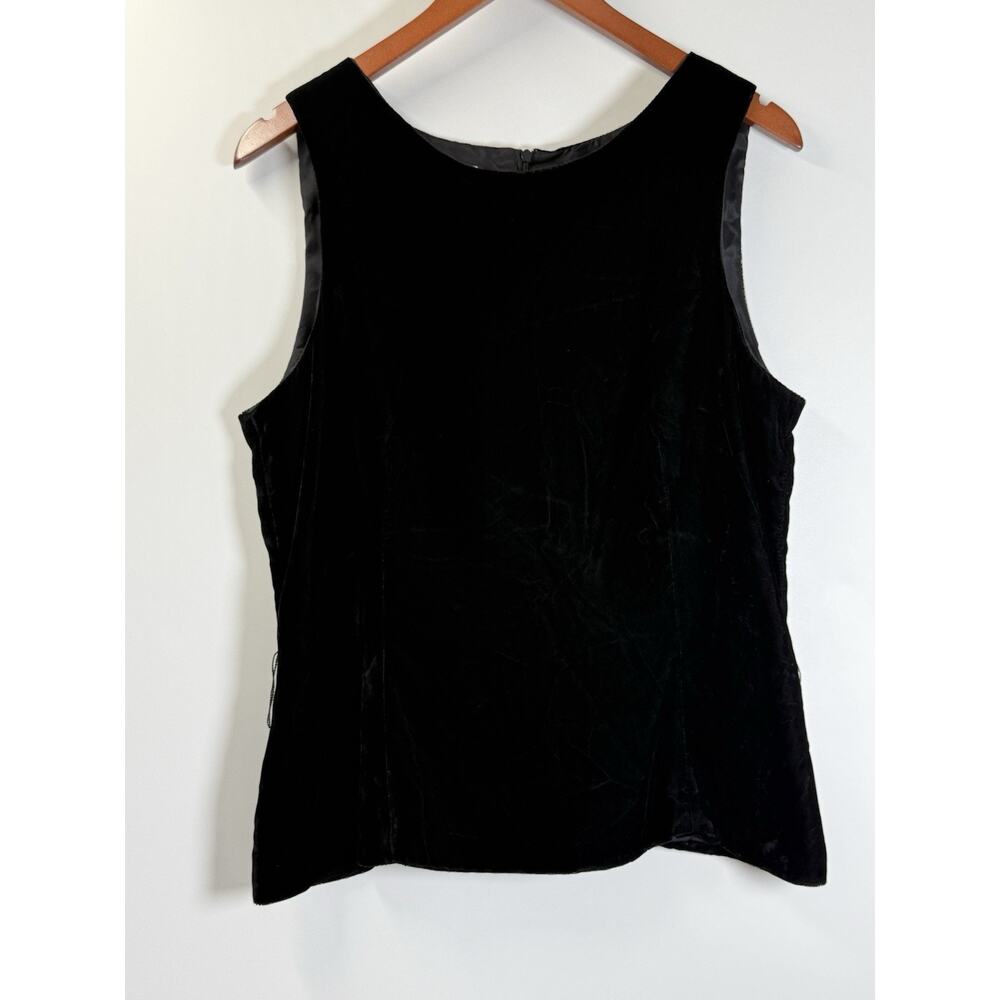 Talbots Black Velvet Sleeveless Top Sz 16 Rayon Velvet Minimalist Soft Grunge